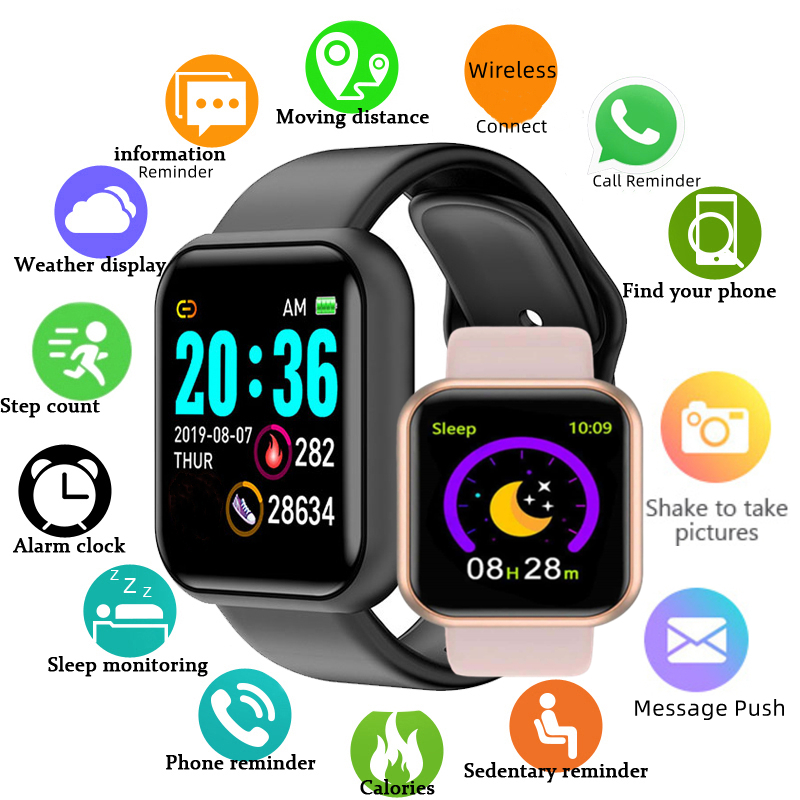 Watch Smart Y68 - マルチカラースマートウォッチ子供のための少年少女ファッション LED デジタル腕時計シリコーンストラップスポーツウォッチ男性女性ブレスレット