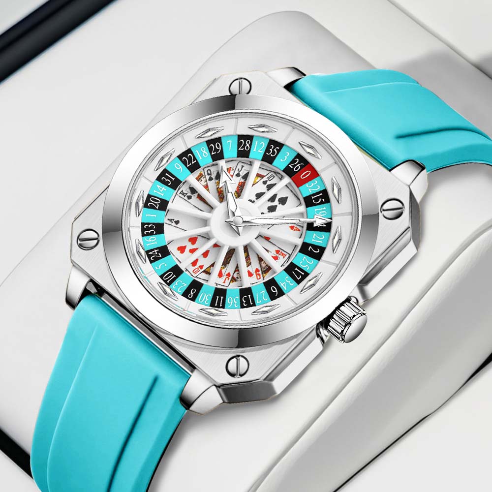 Smartwatch Square Watches For Men - VA VOOM メンズ新作カスタムウォッチ フォーチュンターンズ 回転ダイヤル ポーカーテーマ