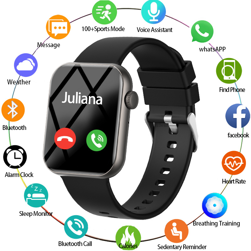 Smartwatch New Watches 2025 - 2025年新型スポーツスマートウォッチ メンズ フルタッチスクリーン 心拍数 Bluetooth通話 1.9インチ