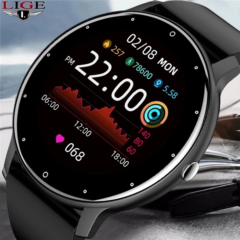 Smartwatch Digital Watches For Men - LIGE 2026新型スマートウォッチ メンズ フルタッチスクリーン スポーツフィットネスウォッチ IP67防水