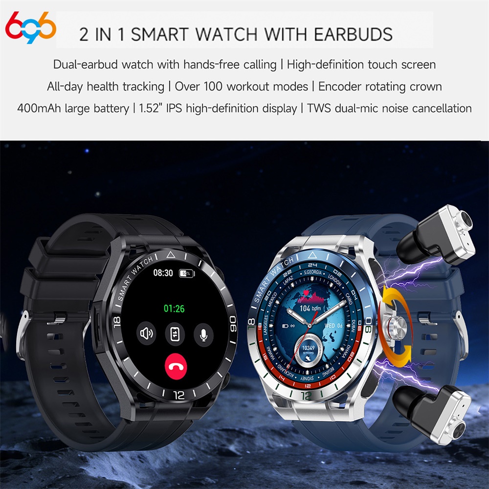 Smartwatch Noise Watches - 新型2in1ブルートゥース通話対応イヤホン付きスマートウォッチ、TWSノイズキャンセリングヘッドホン、心拍数健康ウォッチ、スポーツスマートウォッチ