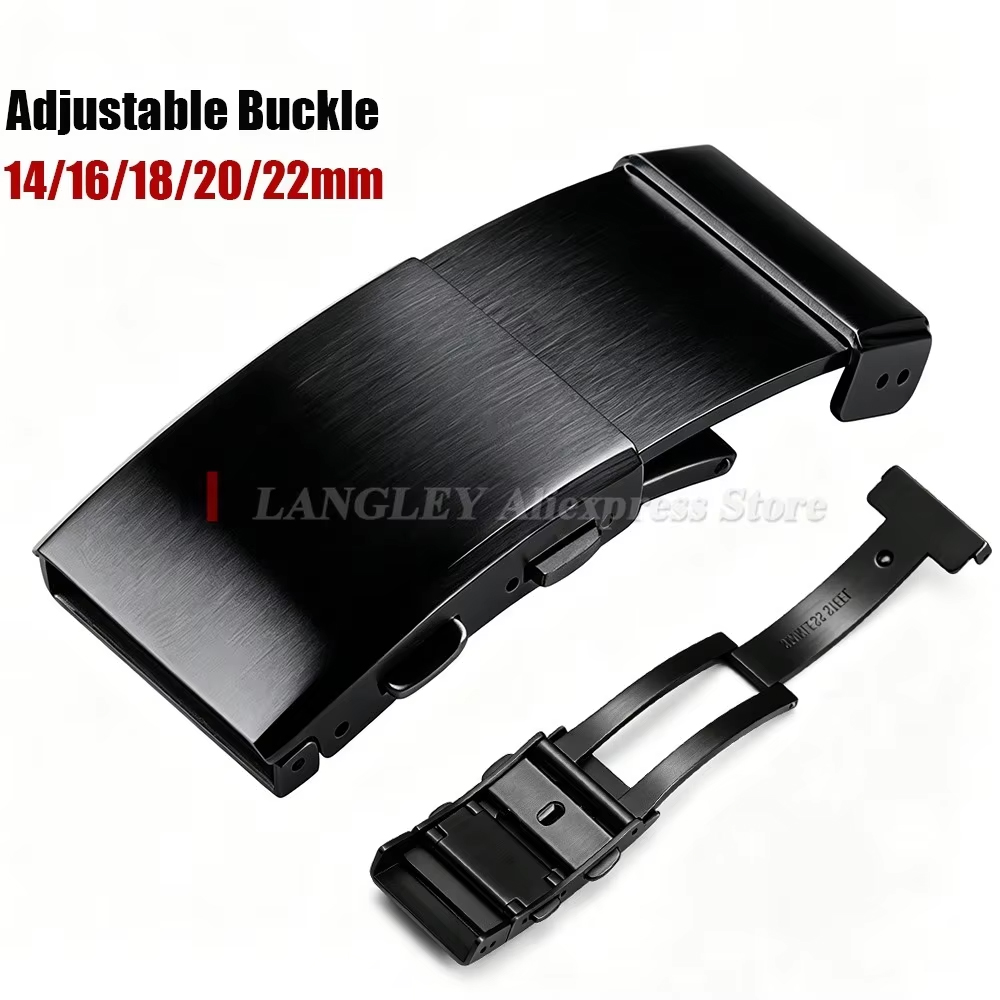 Replacement Watch Bracelet - 調節可能な時計バックル 316L ステンレス鋼時計クラスプ 14/16/18/20/22 ミリメートルシルバーブラック拡張可能な金属ボタン時計アクセサリー