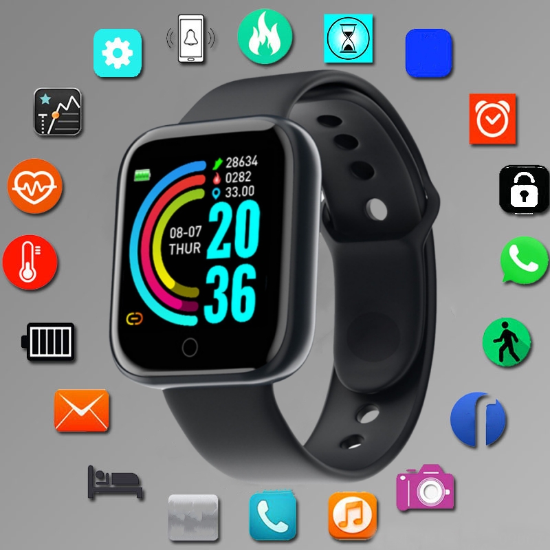 Watch Smart Y68 - 男性と女性のためのコネクテッドスポーツウォッチ,フィットネスモニター,Bluetooth接続,メッセージ通知,健康,時計,d13,116plus