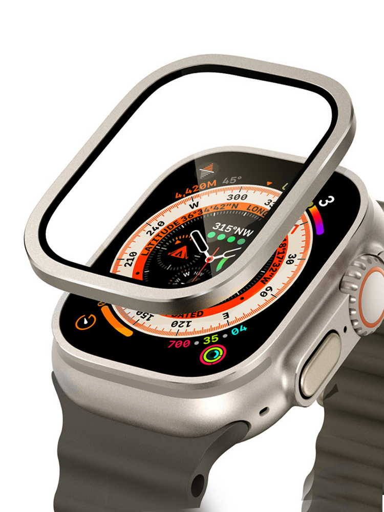 Apple Watch用の傷防止強化ガラス,チタンメタルフレ - Smartwatch Watches Gift For Men のレビューと価格