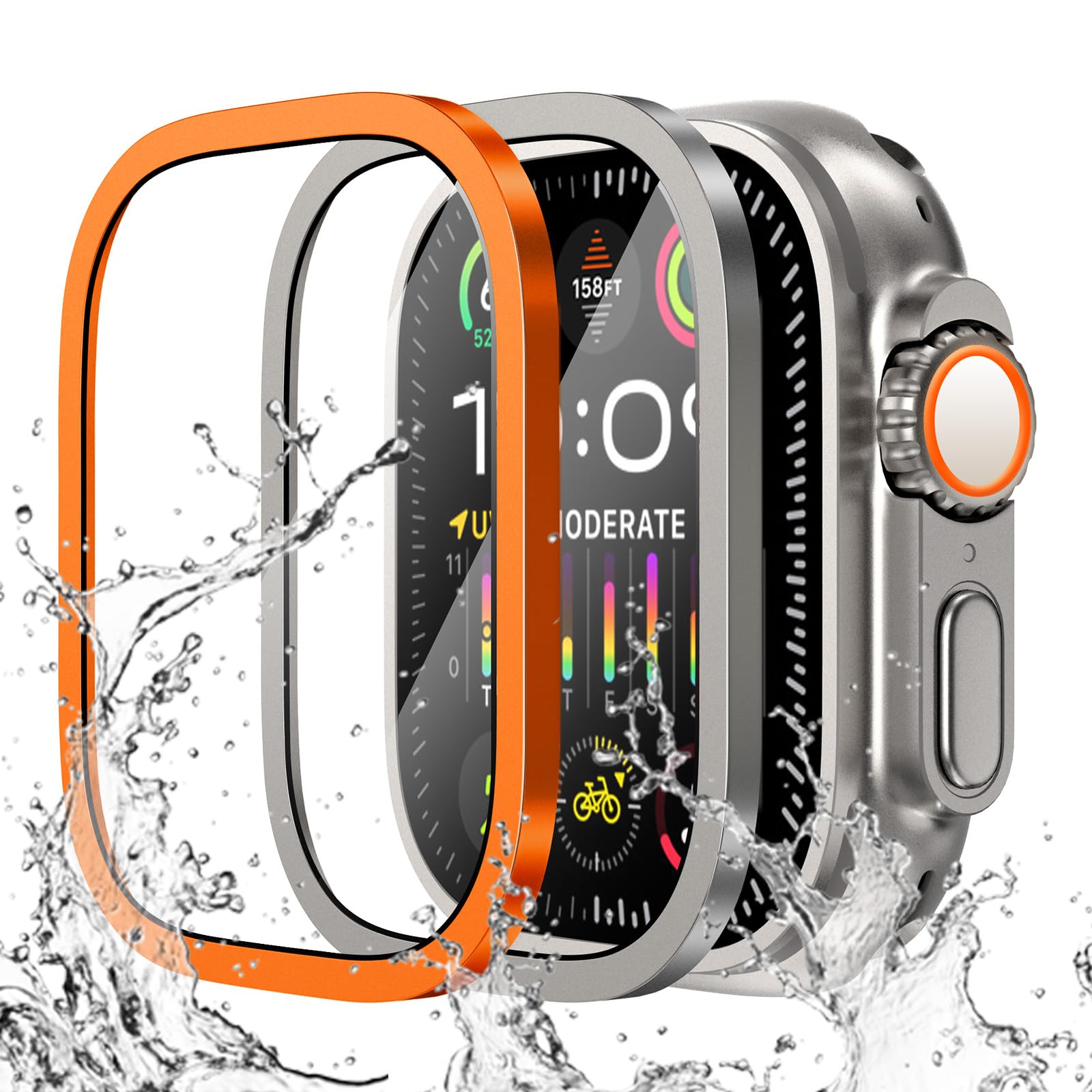 Apple Watch用の傷防止強化ガラス,チタンメタルフレ - Smartwatch Watches Gift For Men のレビューと価格