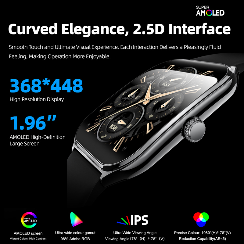 新型超薄型スマートウォッチ 男女兼用 AMOLED HDスク - Smartwatch Square Watches For Men のレビューと価格