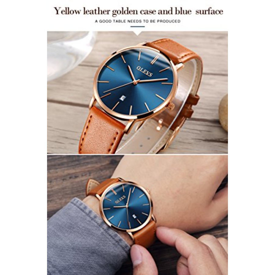 OLEVS メンズレザーウォッチブラック超薄型 6.5 ミリ - Smartwatch Digital Watches For Men のレビューと価格