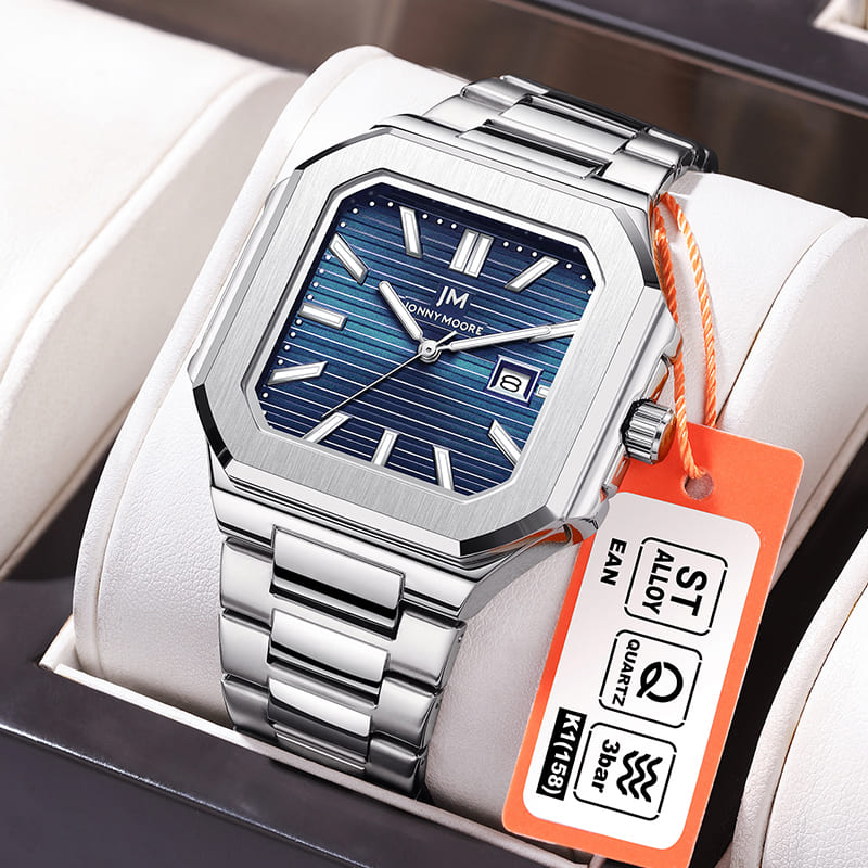ジョニー・ムーア K1050 ファッション高級スチールストリ - Smartwatch Square Watches For Men のレビューと価格